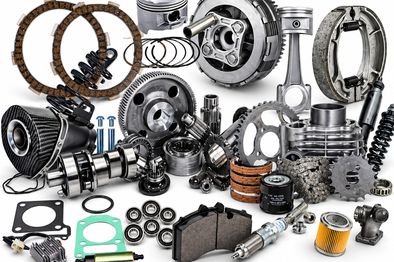 BAJAJ BOXER 125 & 125X Spare Parts Collection Including Engine Components Clutch Plates Brake Pads and Filters